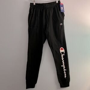 Men’s Classic Champion Lightweight Jersey Joggers, Size Small in Black